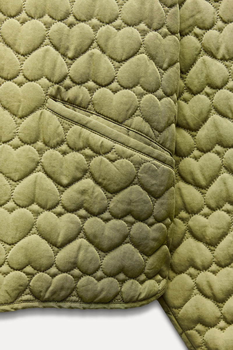 BUNNIES Crop Heart Quilted Jacket - Sage