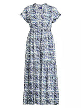 RO'S GARDEN Mumi Midi Dress - Blue Motif SzL