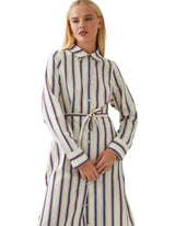 OXFORD Cotton Stripe Shirt Dress - Cream Sz10