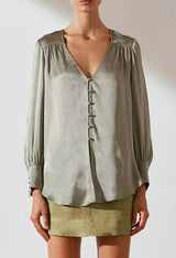 SHONA JOY Jona Long Sleeve Blouse - Sage Sz8