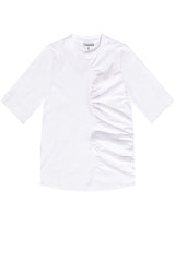 GANNI Ruched Organic Cotton T Shirt - Bright White SzXS