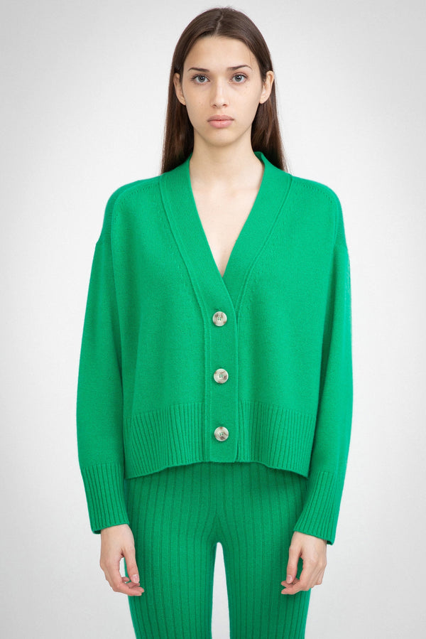 ALEGER N.99 Cashmere Blend Hi-Low Oversize Cardigan - Kelly Green SzL