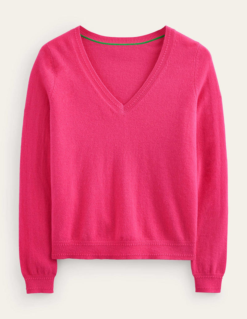 BODEN Cashmere Pink V Neck Jumper SzS