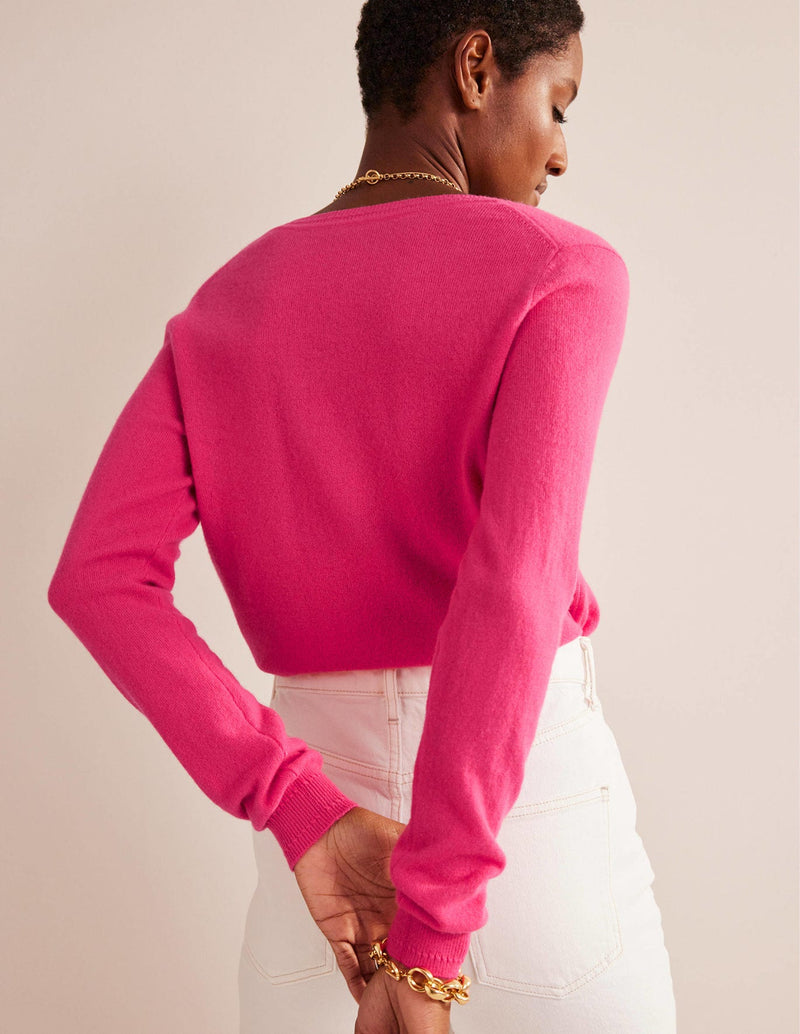 BODEN Cashmere Pink V Neck Jumper SzS