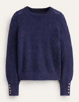 BODEN Fluffy Textured Jumper - Navy