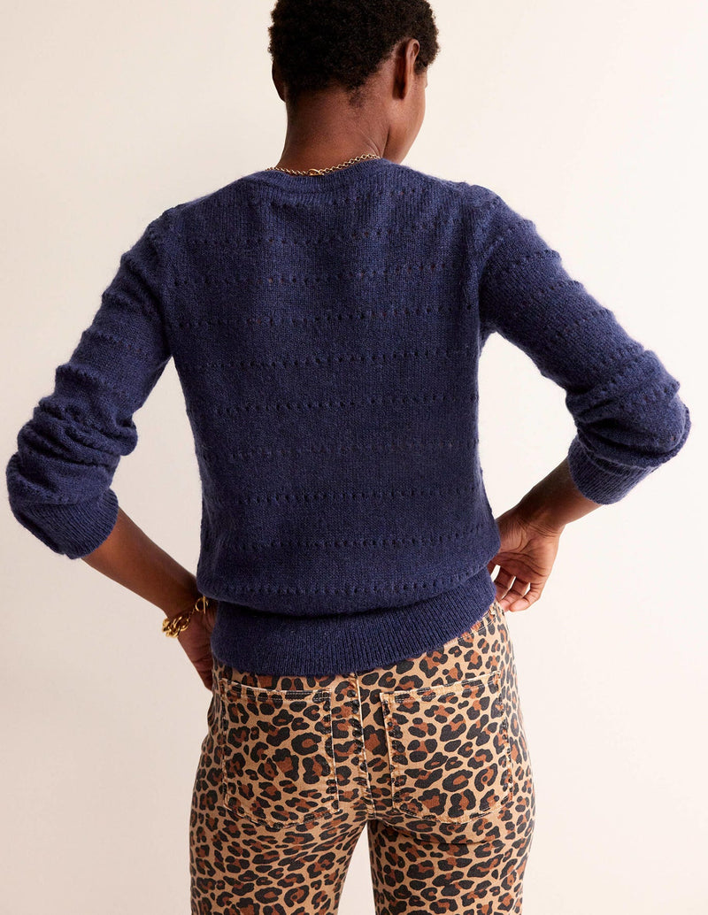 BODEN Fluffy Textured Jumper - Navy