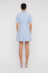 SCANLAN THEODORE Milano Pleat Dress - Blue US6 NZ10