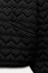 BUNNIES Crop Heart Quilted Jacket - Black