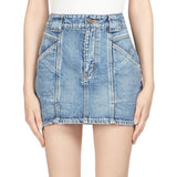 SAINT LAURENT Seamed Denim Mini Skirt Sz29