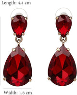 Crystal Drop Earrings - RED