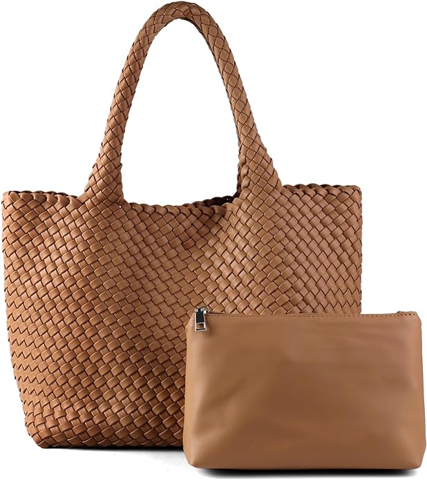 Woven Vegan Leather Tote - Various Colours