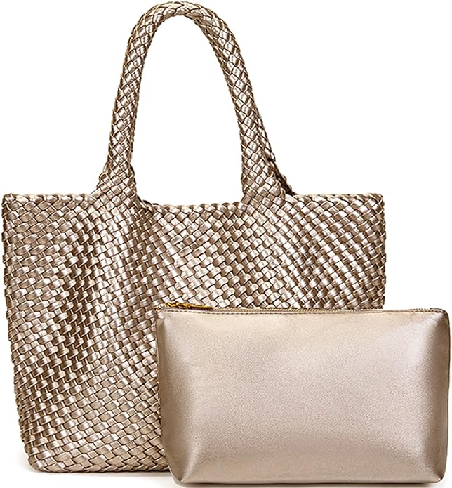 Woven Vegan Leather Tote - Various Colours