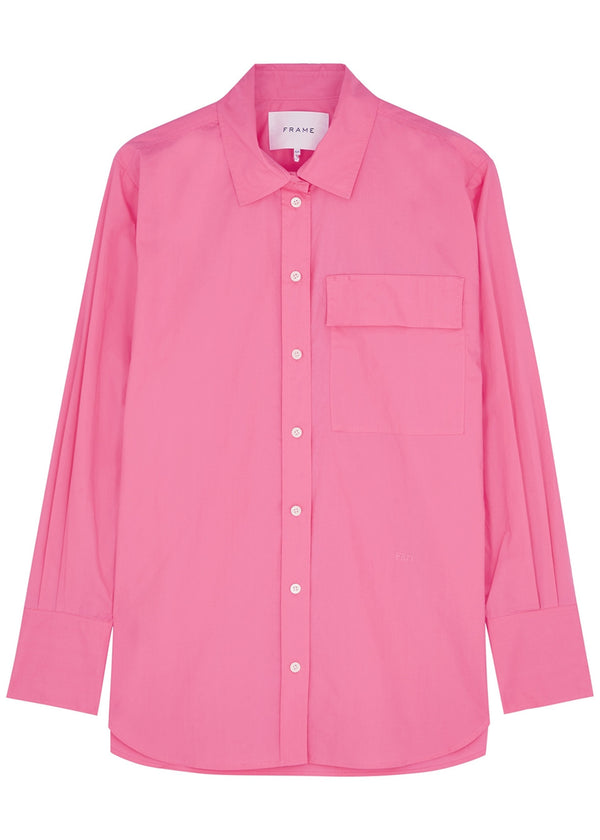 FRAME Oversize Vacation Pink Cotton Shirt SzL