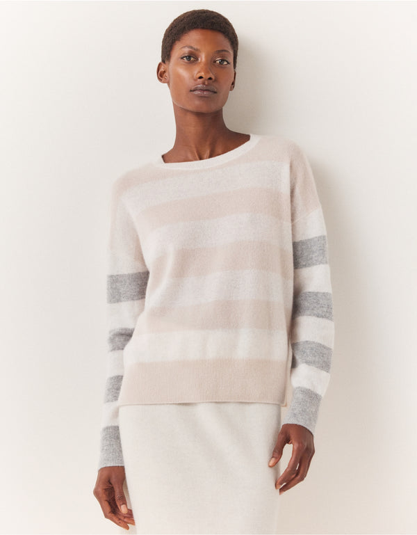 WHITE COMPANY Cashmere Multi Stripe Jumper SzL