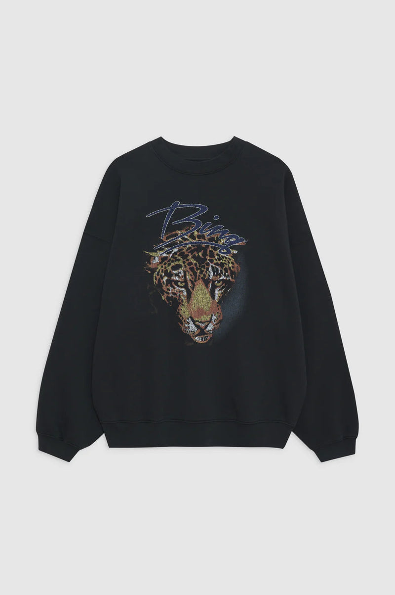 ANINE BING Harvey Crew Leopard Vintage Black - M