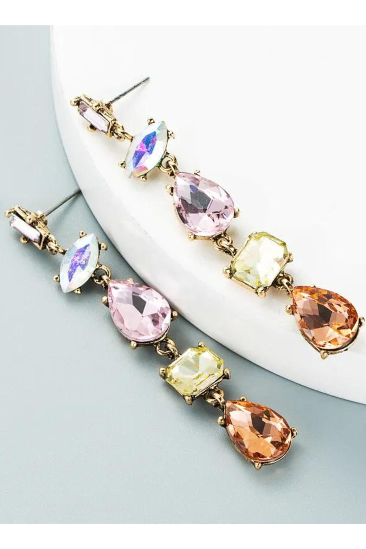 NIKKO BLU Multi Stone Dangle Earrings - Pink