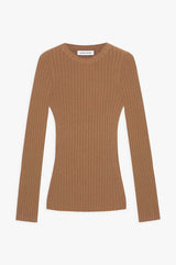 ANINE BING Cecily Longsleeve Top in Camel - Large