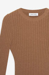 ANINE BING Cecily Longsleeve Top in Camel - Large