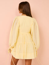 SHONA JOY Limon Long Sleeve Mini Dress - Lemonade  Sz10