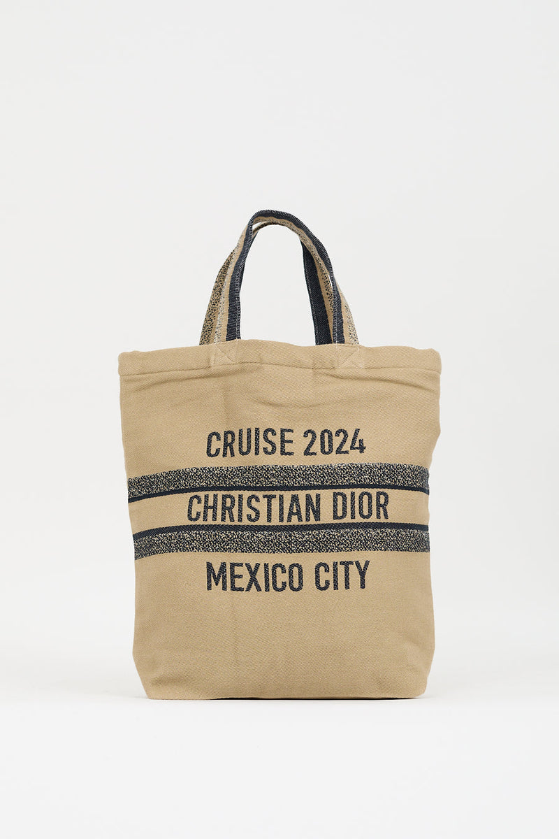 CHRISTIAN DIOR  Canvas Print Cruise Tote - Ivory Black