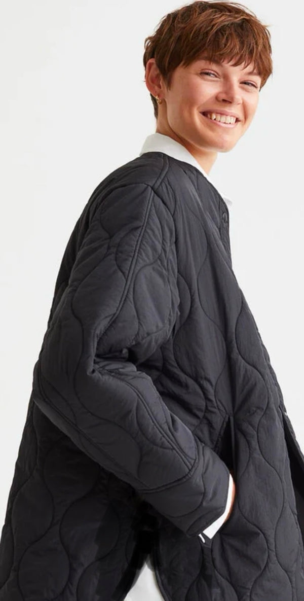 Quilted Liner Jacket  - Black