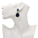 Crystal Drop Earrings - DARK BLUE