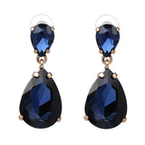 Crystal Drop Earrings - DARK BLUE