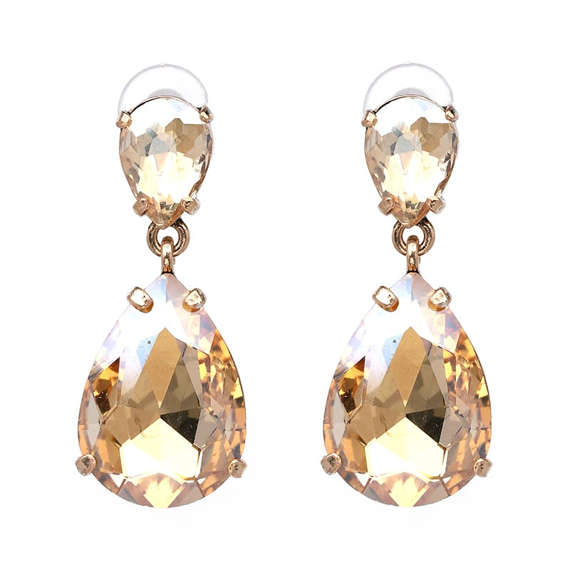 Crystal Drop Earrings - CHAMPAGNE