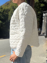 BUNNIES Crop Heart Quilted Jacket - Winter White