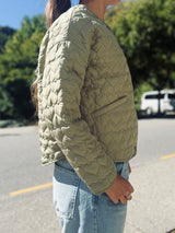 BUNNIES Crop Heart Quilted Jacket - Sage