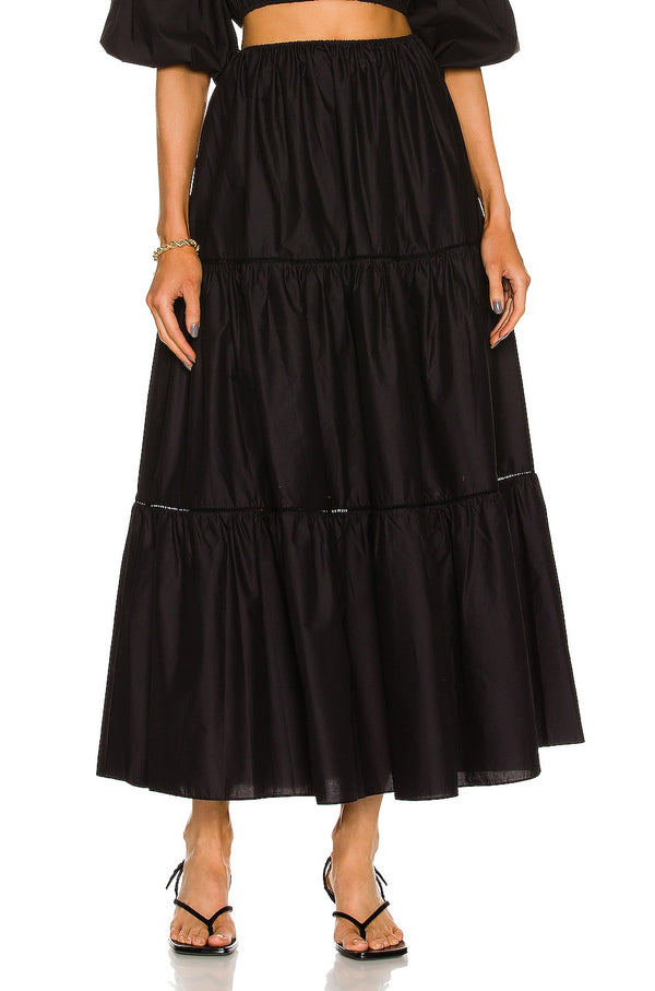 MATTEAU Tiered Skirt  - Black Sz3 NZM