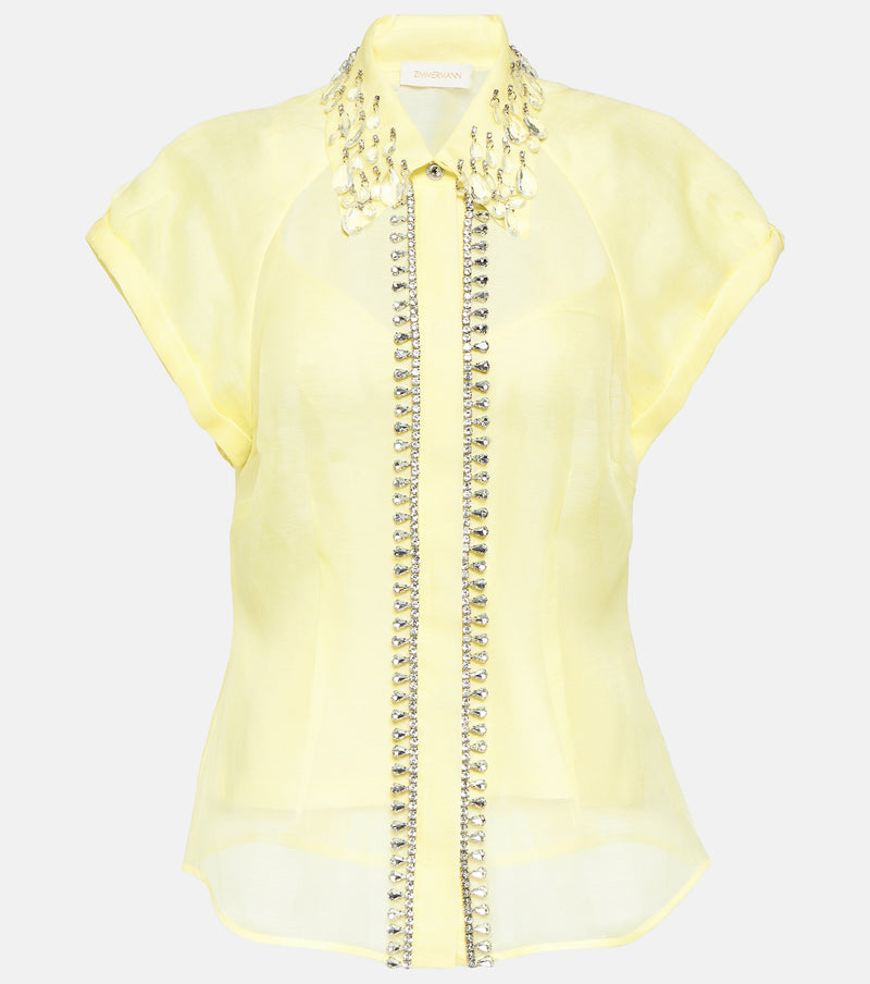 ZIMMERMANN Matchmaker Diamante Blouse - Lemon Sz2 NZ12