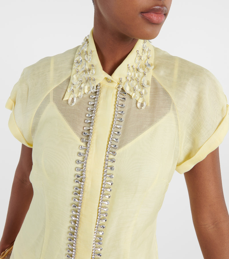 ZIMMERMANN Matchmaker Diamante Blouse - Lemon Sz2 NZ12