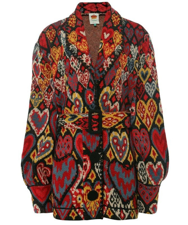 FARM Rio Hearts Ikat Knitted Blazer - SzS