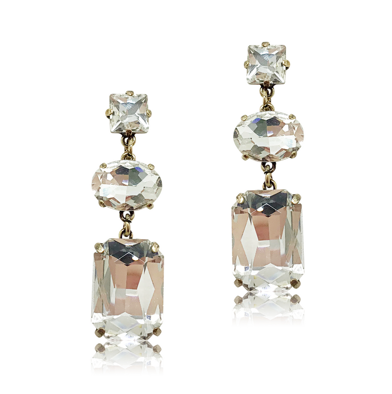 Crystal Drop Earrings - Long