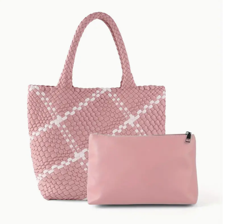 Vegan Leather Woven Tote Bag - Various Colours