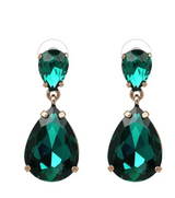 Crystal Drop Earrings - Emerald