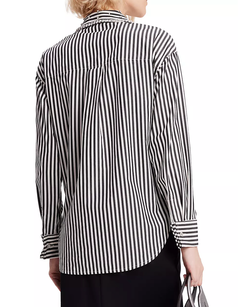 KATE SPADE Acrobat Stripe Embellished Shirt SzS