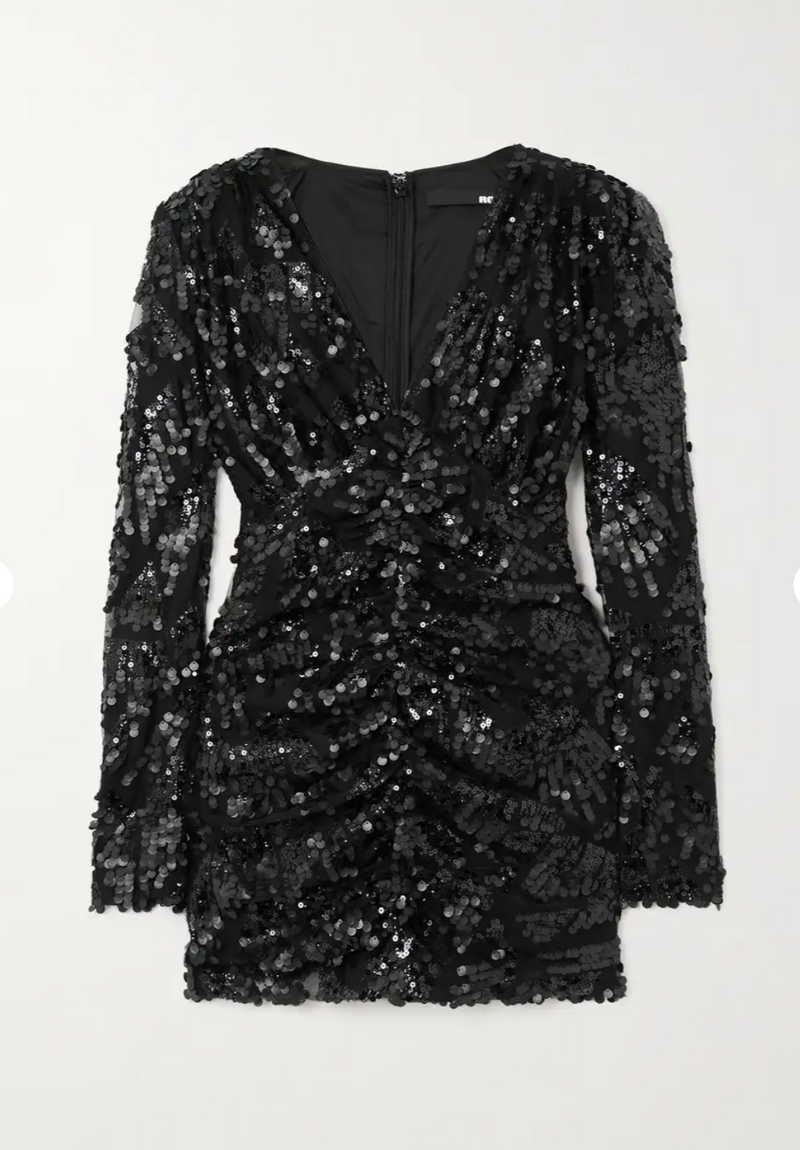 ROTATE BIRGER CHRISTENSEN Sequined Mesh Mini Dress Sz38 NZ10