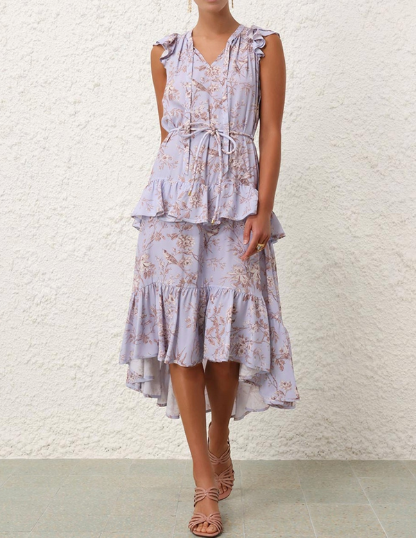 ZIMMERMANN Frilled Tank Midi Dress Sz2 NZ12