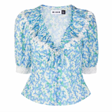 RIXO Rihanna Floral Print Blouse - Blue Sz10