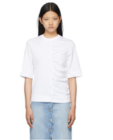 GANNI Ruched Organic Cotton T Shirt - Bright White SzXS