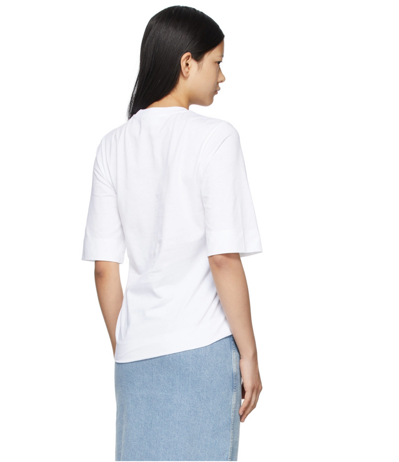 GANNI Ruched Organic Cotton T Shirt - Bright White SzXS