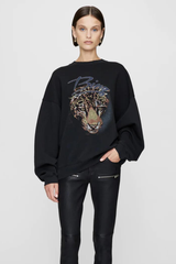 ANINE BING Harvey Crew Leopard Vintage Black - M