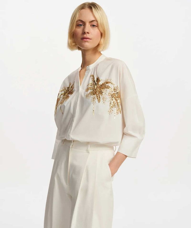 ESSENTIEL ANTWERP Fergana Embellished Cotton Shirt - Small