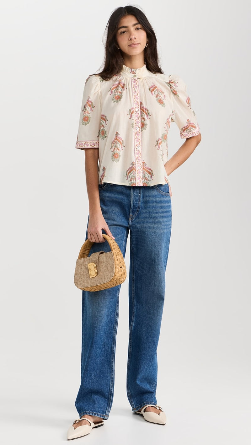 ALIX OF BOHEMIA Winnie Guava Cactus Flower Shirt SzXS