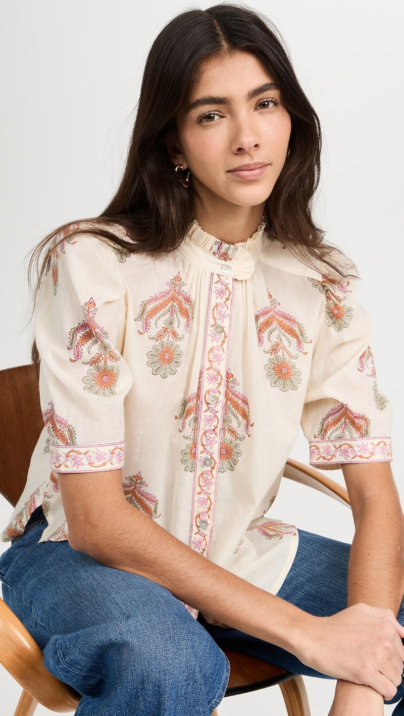 ALIX OF BOHEMIA Winnie Guava Cactus Flower Shirt SzXS