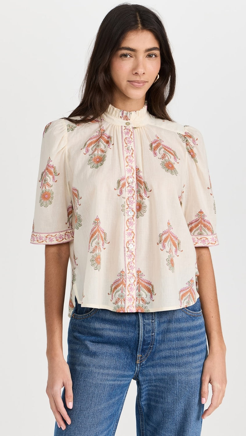 ALIX OF BOHEMIA Winnie Guava Cactus Flower Shirt SzXS