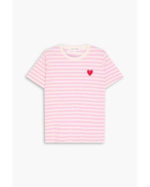 CHINTI & PARKER Embroidered Pink Stripe T Shirt SzM