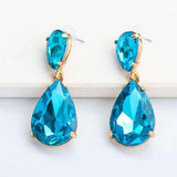 Crystal Drop Earrings - Aqua Blue